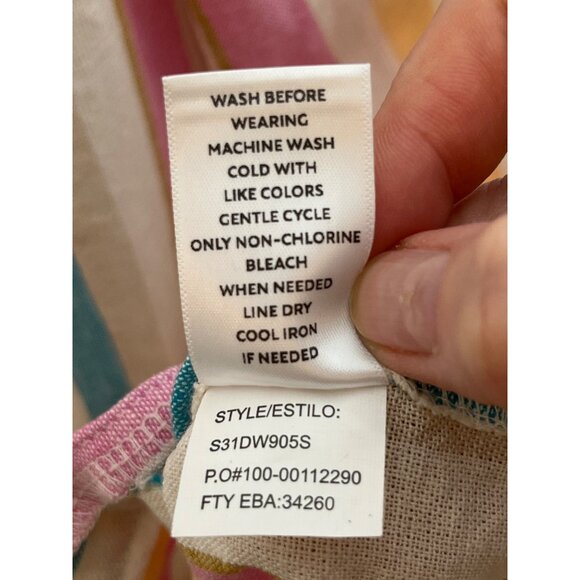 Westbound 100% Linen Multi Color Stripe Sleeveless Midi Shift Dress Size Medium - Picture 7 of 10